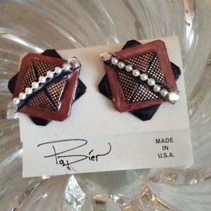 Micro dots copper shimmer retro handmade earrings